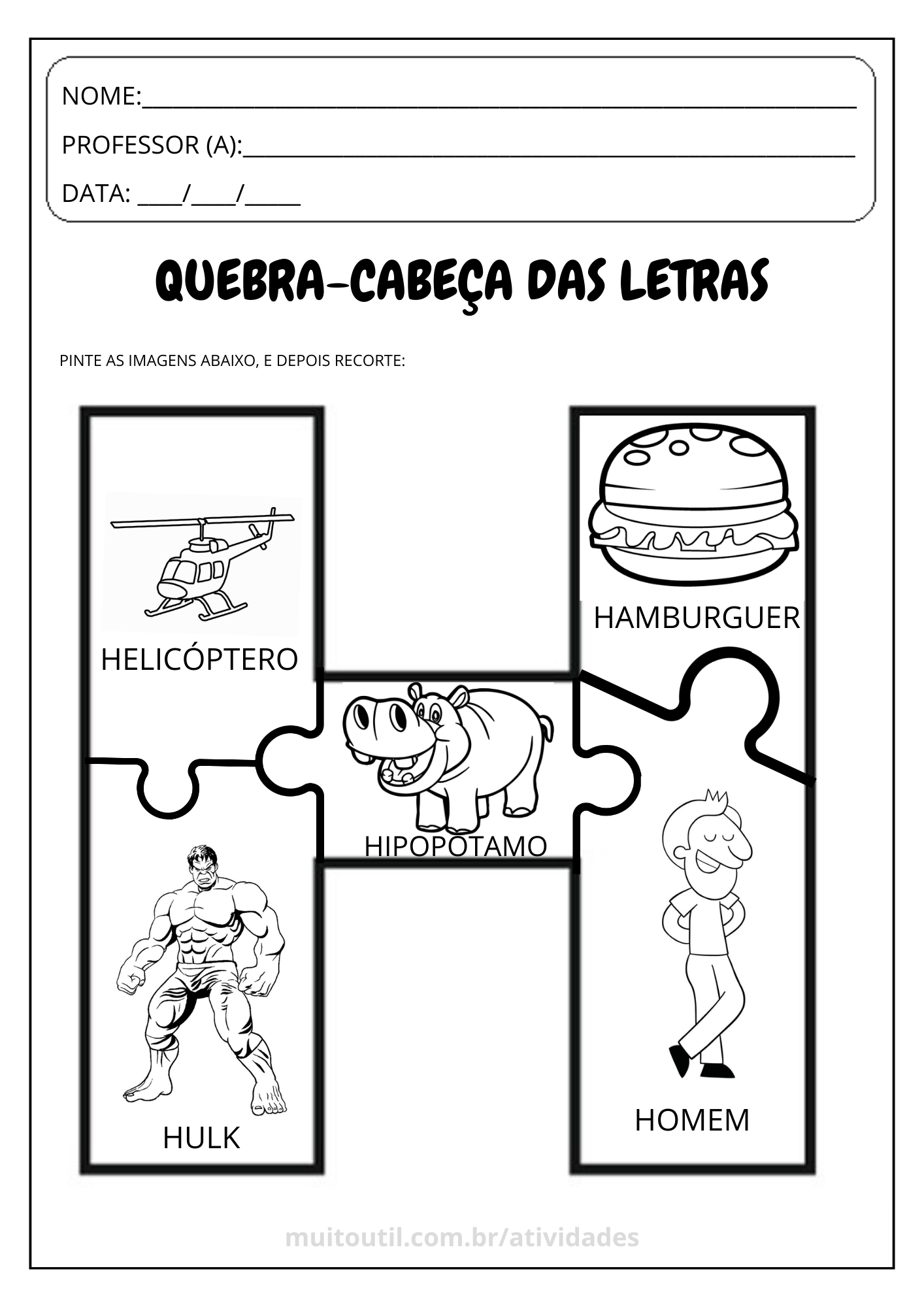 Atividade Letra H Alfabeto Quebra Cabe A Muito Til