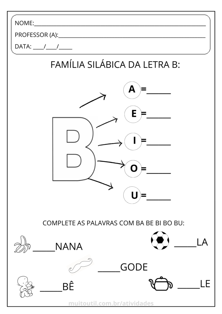 7 Atividades Da Letra B | Muito Útil