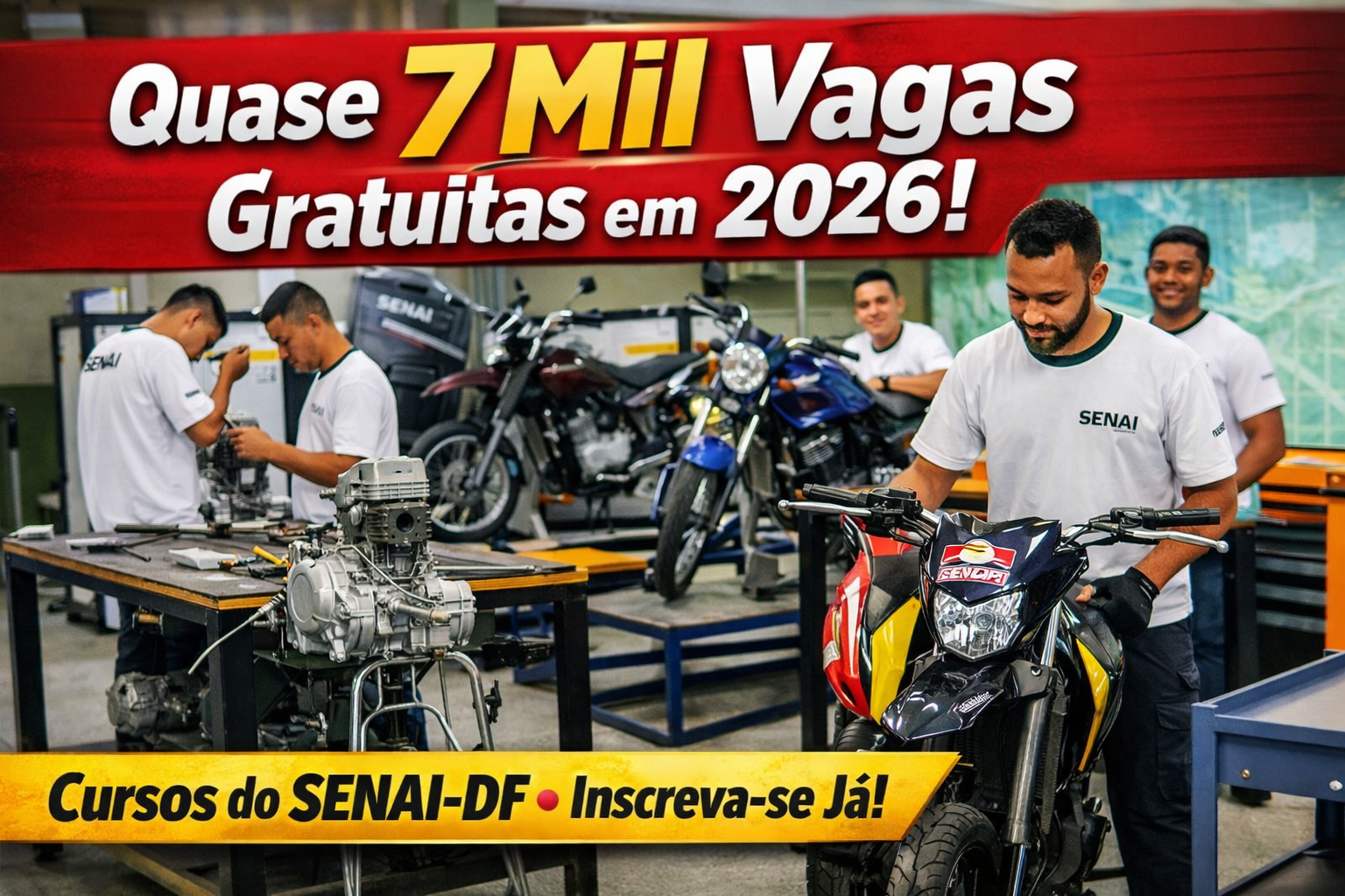 SENAI-DF abre quase 7 mil vagas em cursos gratuitos para 2026: veja como garantir sua inscrição
